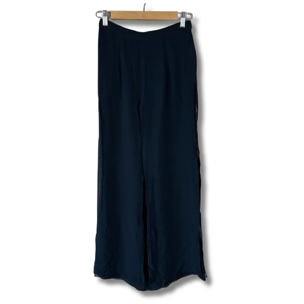 Tadashi Women's Black Palazzo Pants Wide Leg Evening Flowy Sheer Size 8